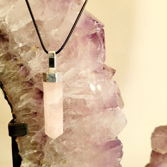 Rose Quartz Crystal Point Necklace