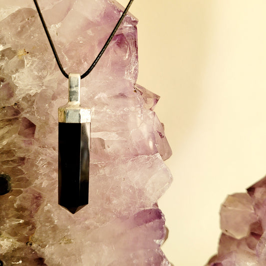 Obsidian Crystal Point Necklace