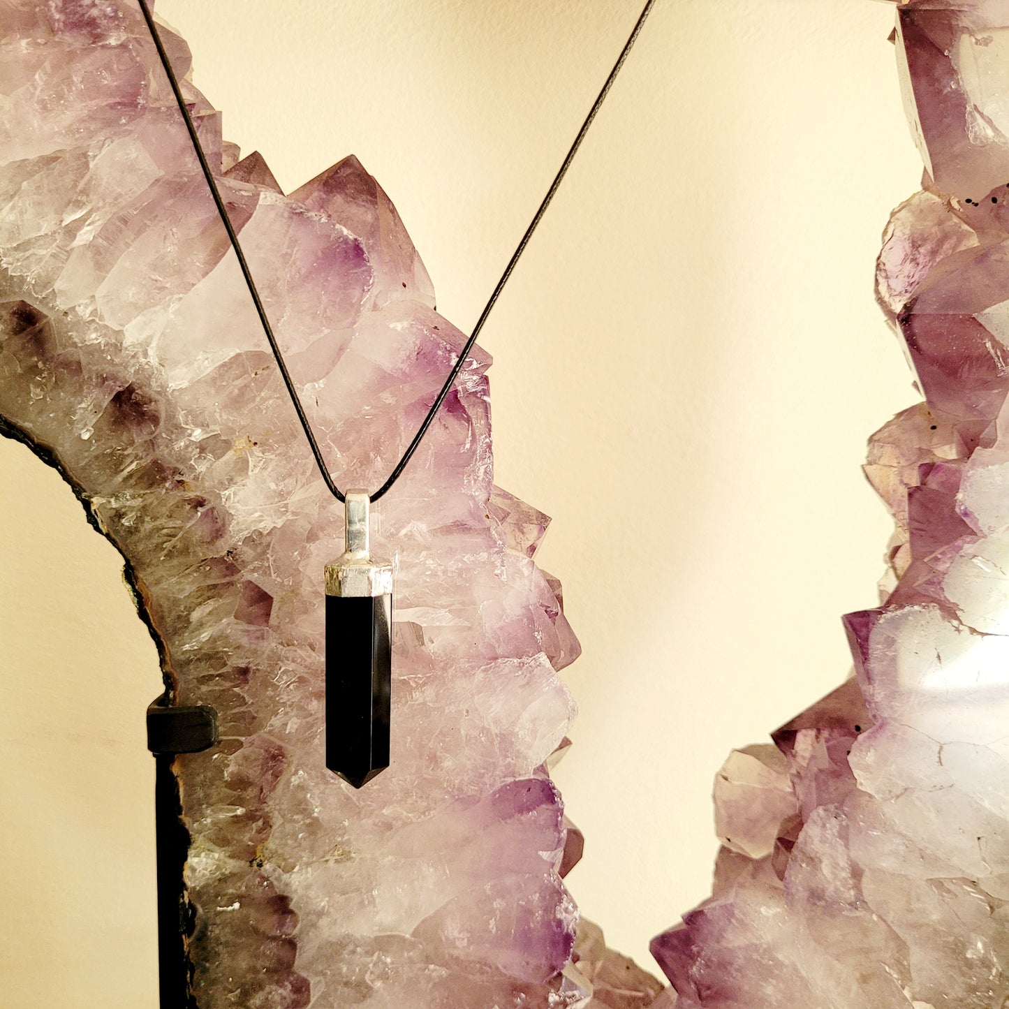 Obsidian Crystal Point Necklace