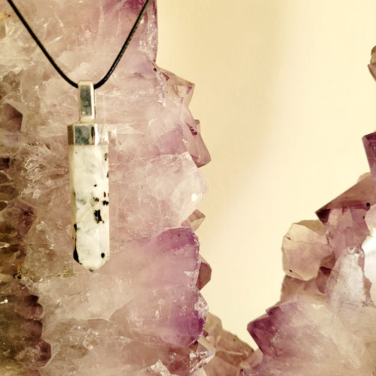 Moon Stone Crystal Point Necklace