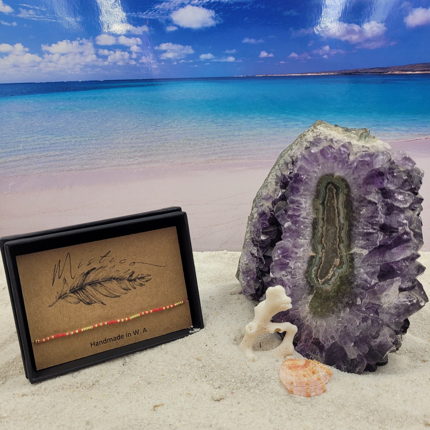 Beads Anklets -Red and Gold