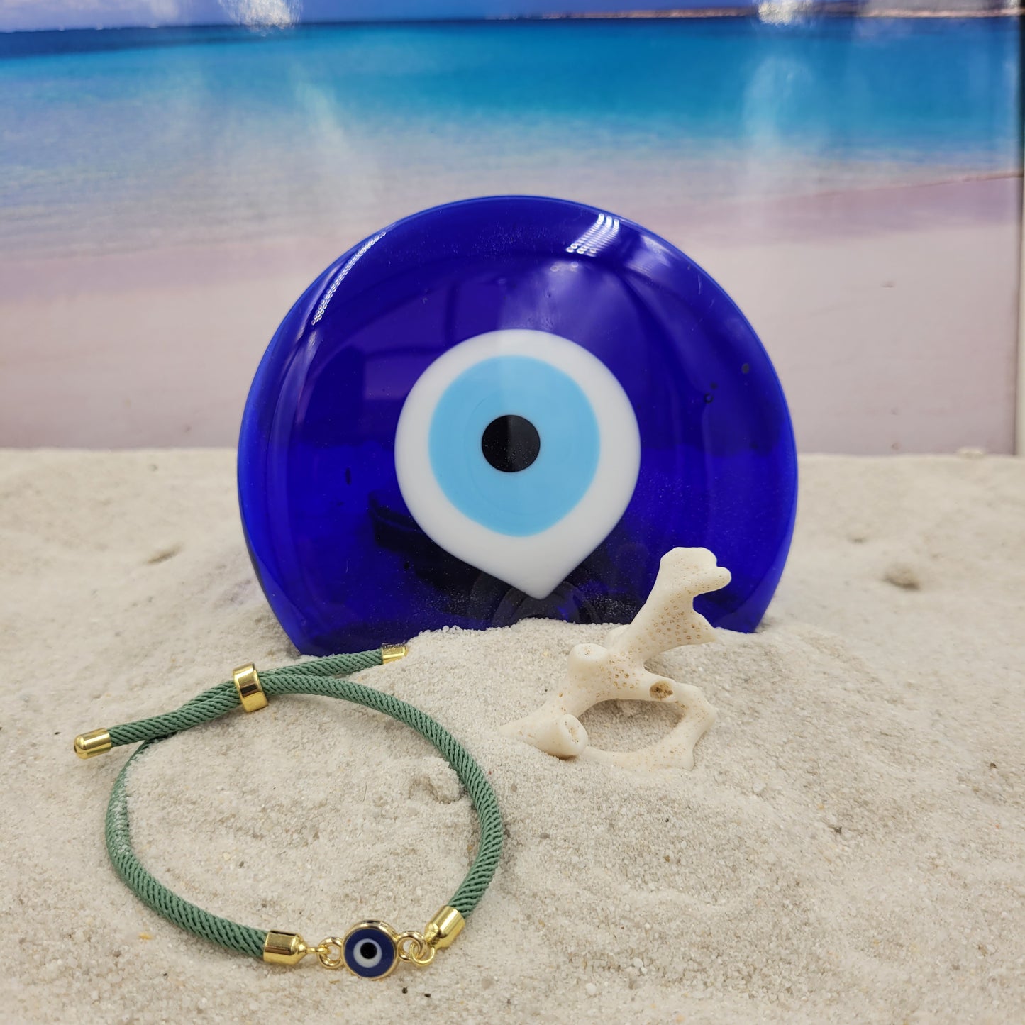 Evil Eye Dark Blue Slider Cord Bracelet