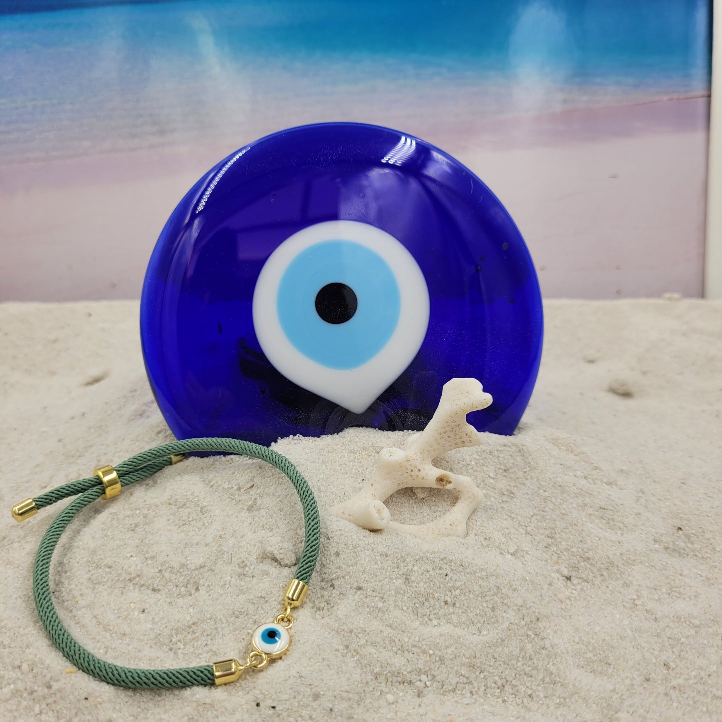 Evil Eye White Slider Cord Bracelet