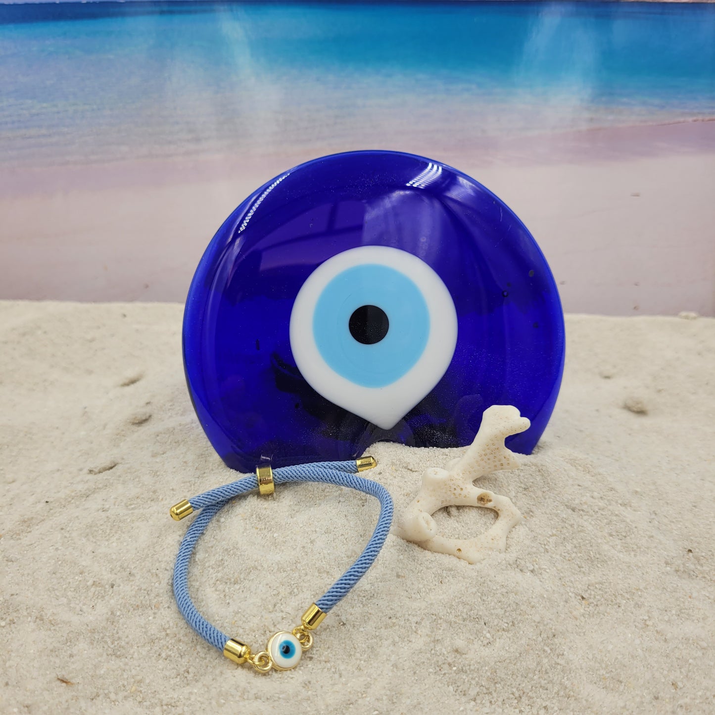 Evil Eye White Slider Cord Bracelet