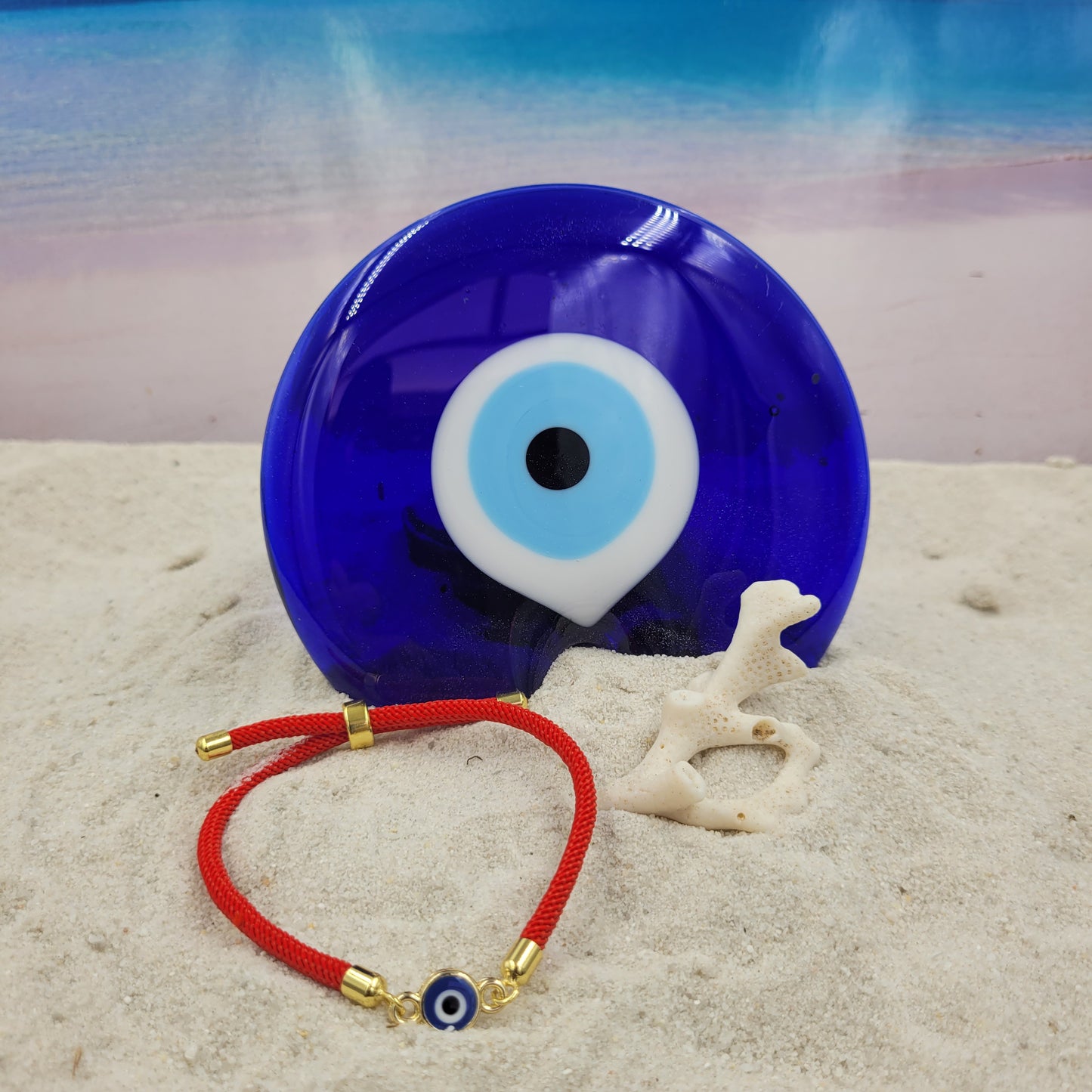 Evil Eye Dark Blue Slider Cord Bracelet