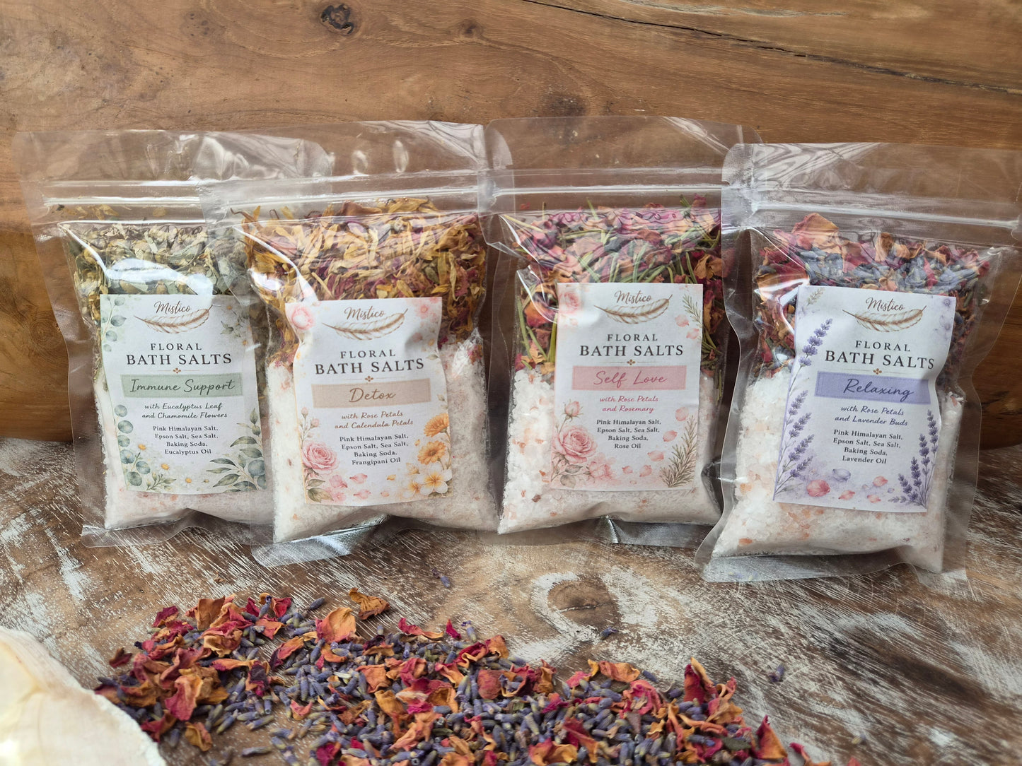Set of 4 Floral Bath Salts - Suchets