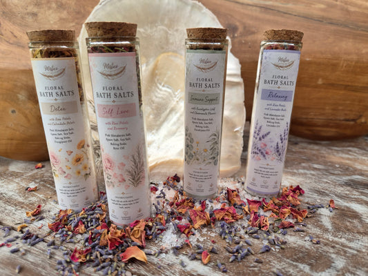 Set of 4 Floral Bath Salts Tube