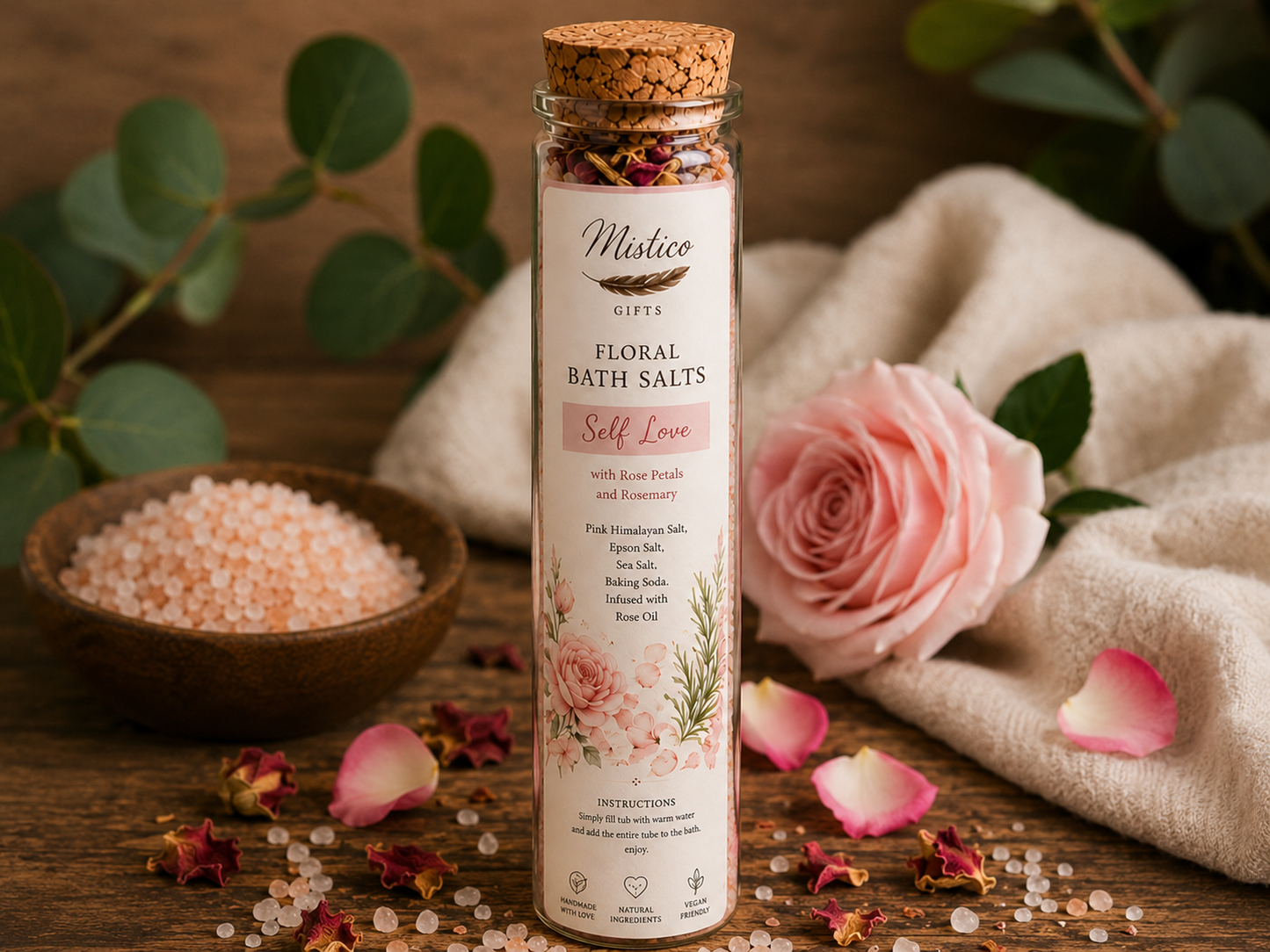 Set of 4 Floral Bath Salts Tube