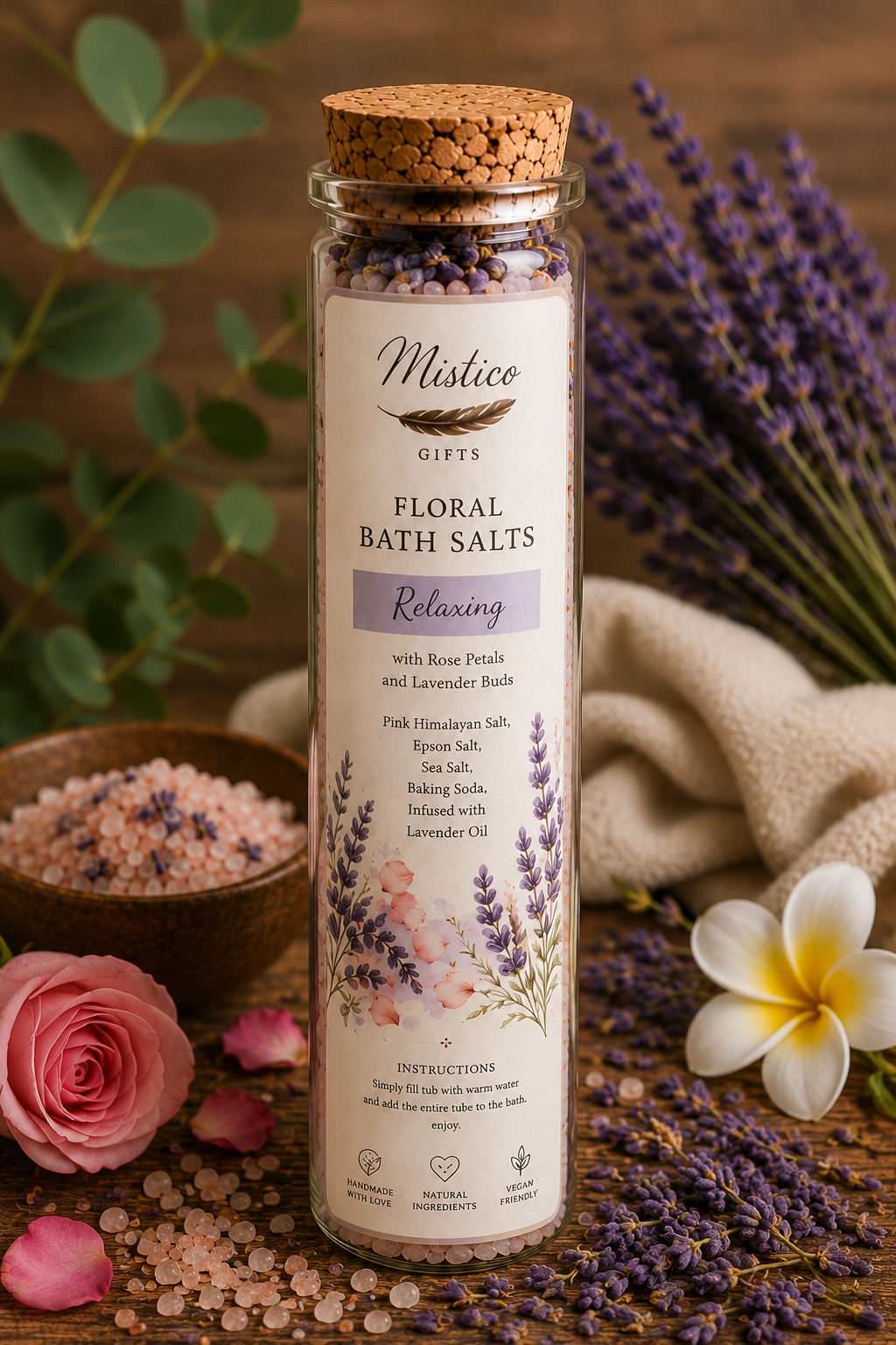 Set of 4 Floral Bath Salts Tube