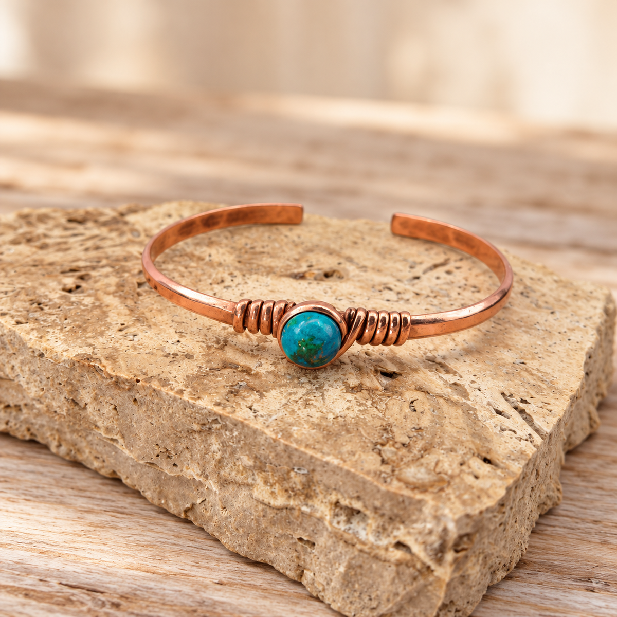 Copper Natural stone Cuff Bracelet Stones