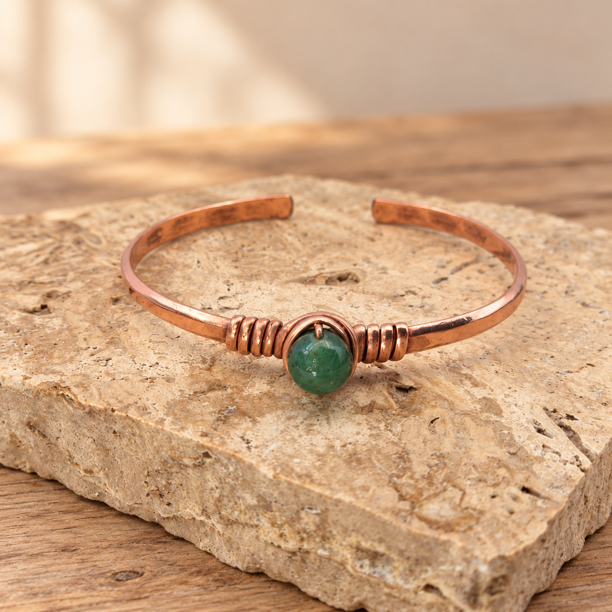 Copper Natural stone Cuff Bracelet Stones