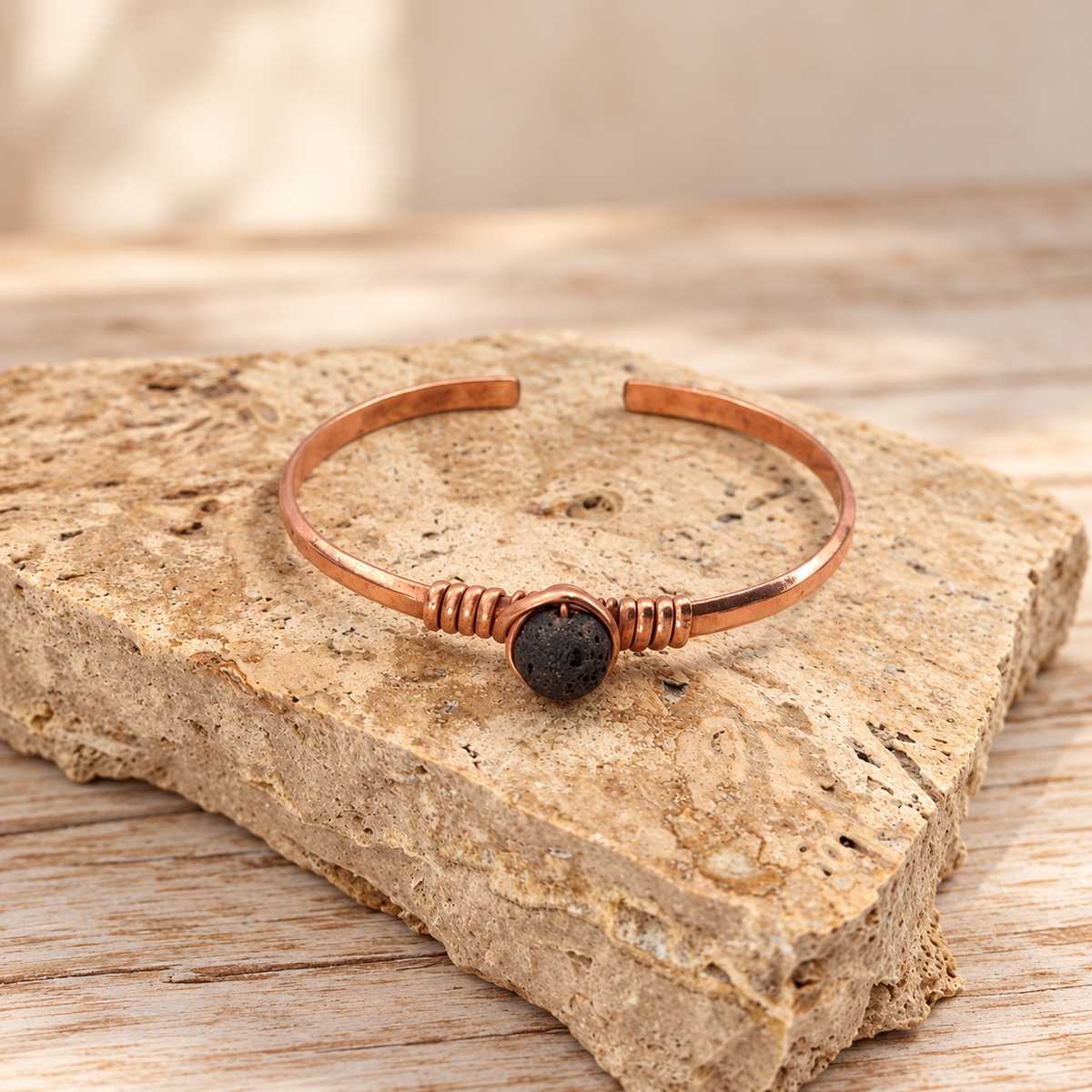 Copper Natural stone Cuff Bracelet Stones