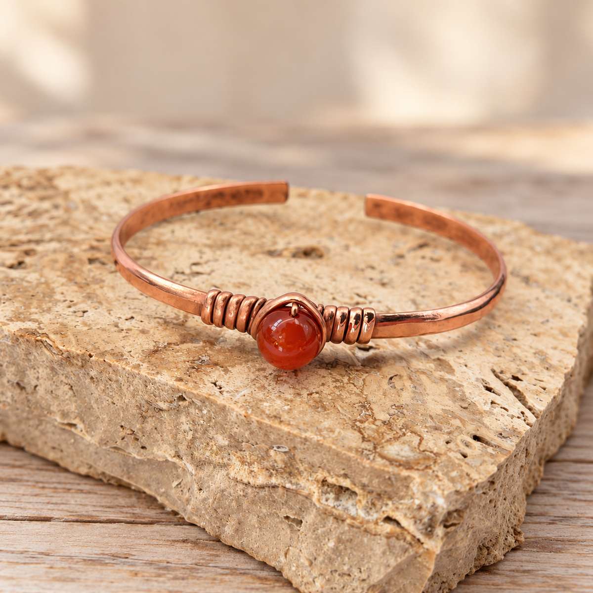 Copper Natural stone Cuff Bracelet Stones