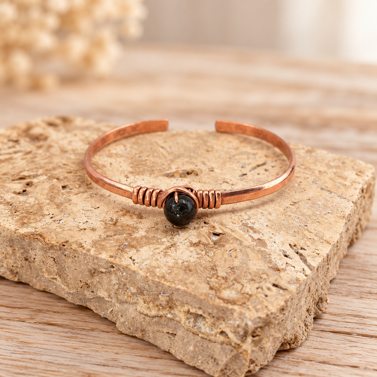 Copper Natural stone Cuff Bracelet Stones
