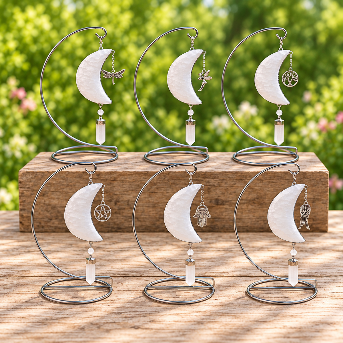 Selenite Moon with Stand