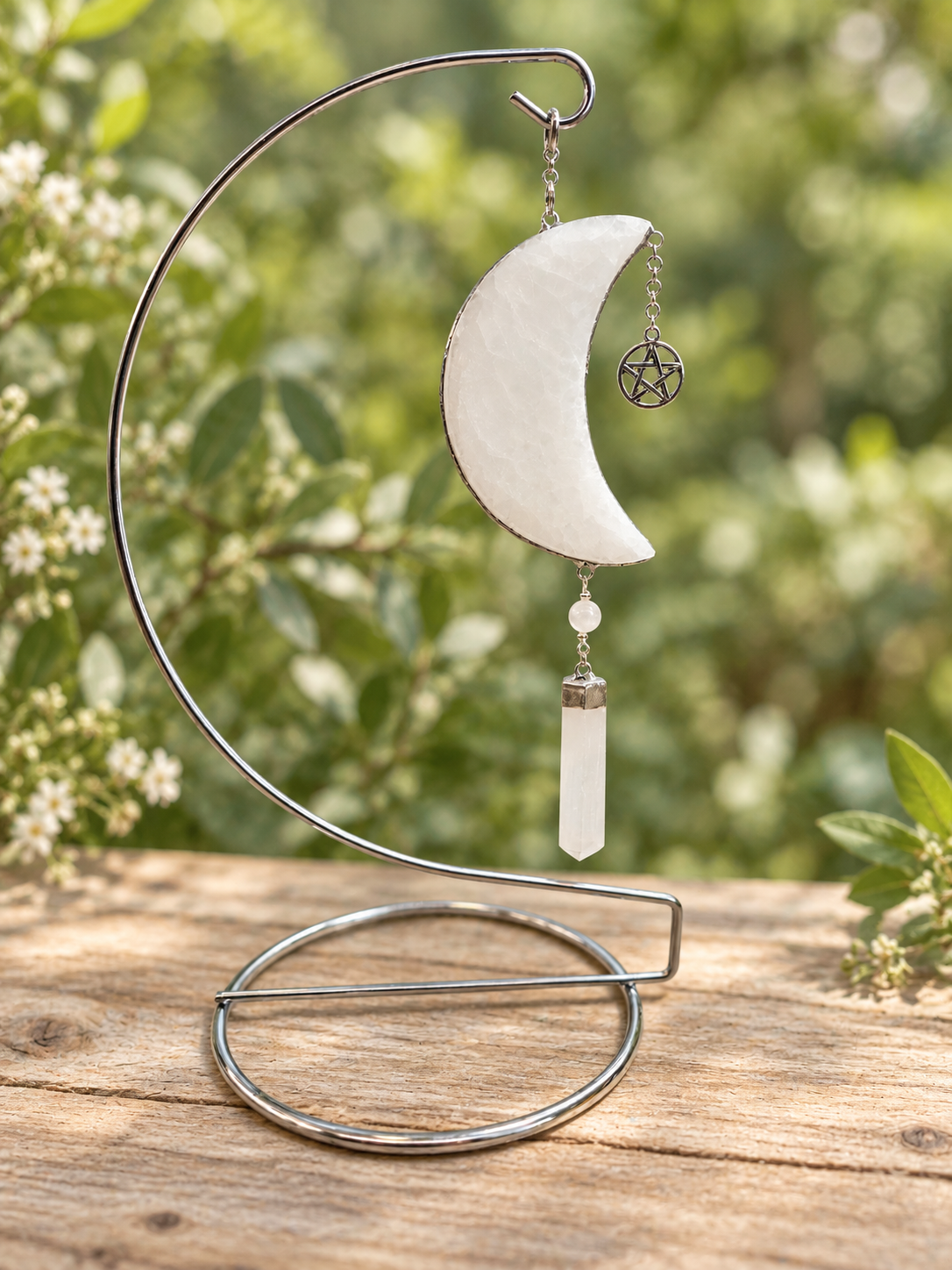 Selenite Moon with Stand