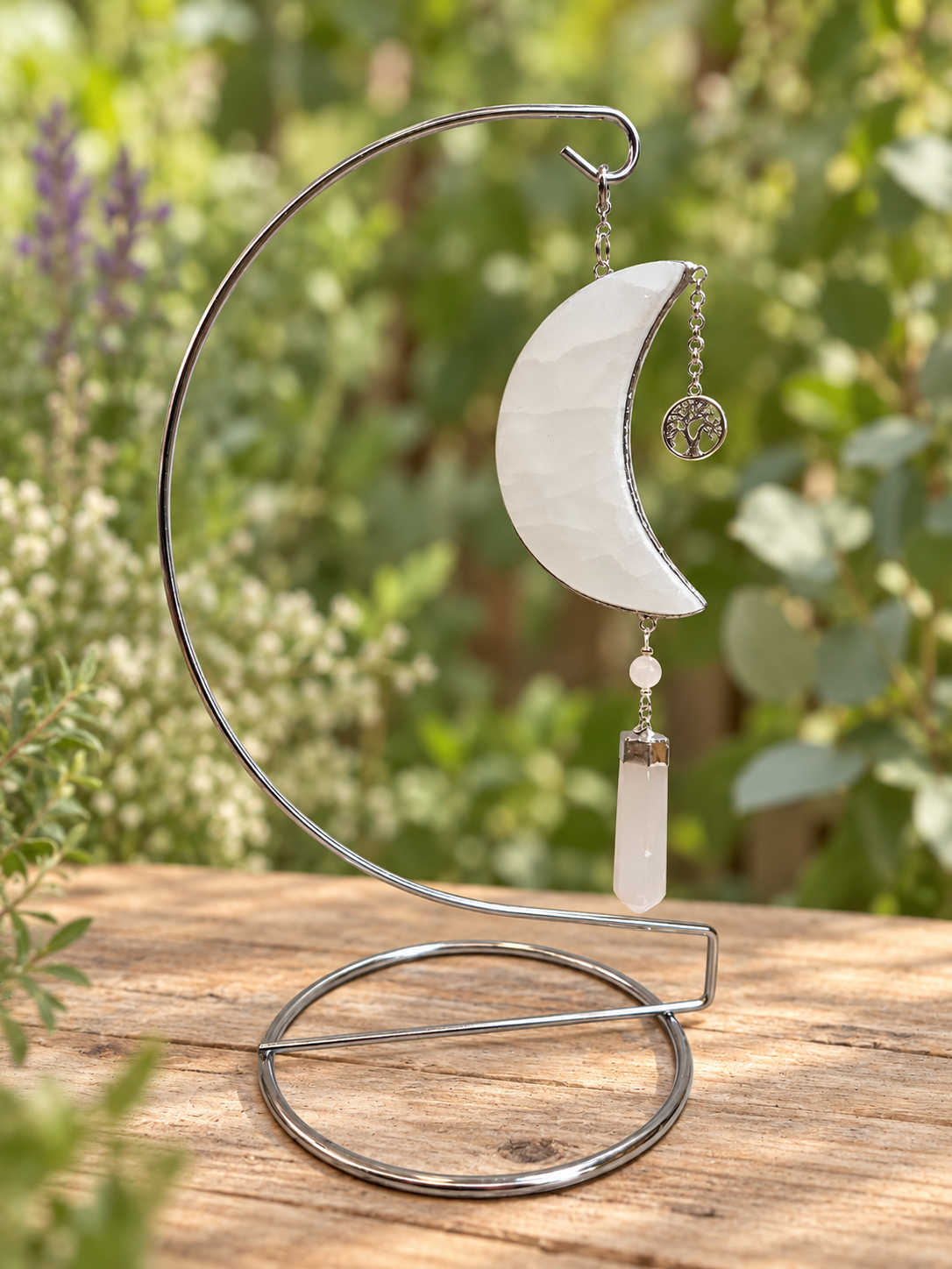 Selenite Moon with Stand