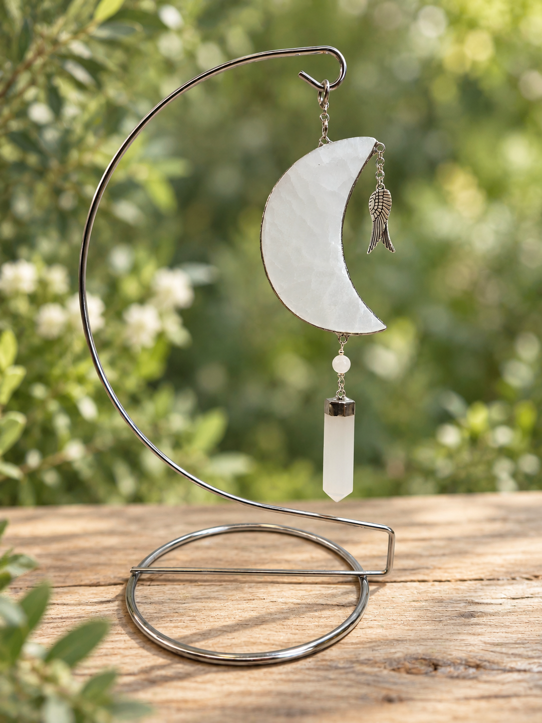 Selenite Moon with Stand