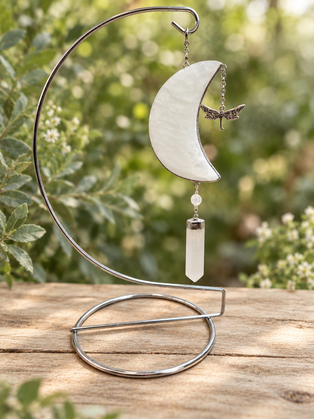 Selenite Moon with Stand