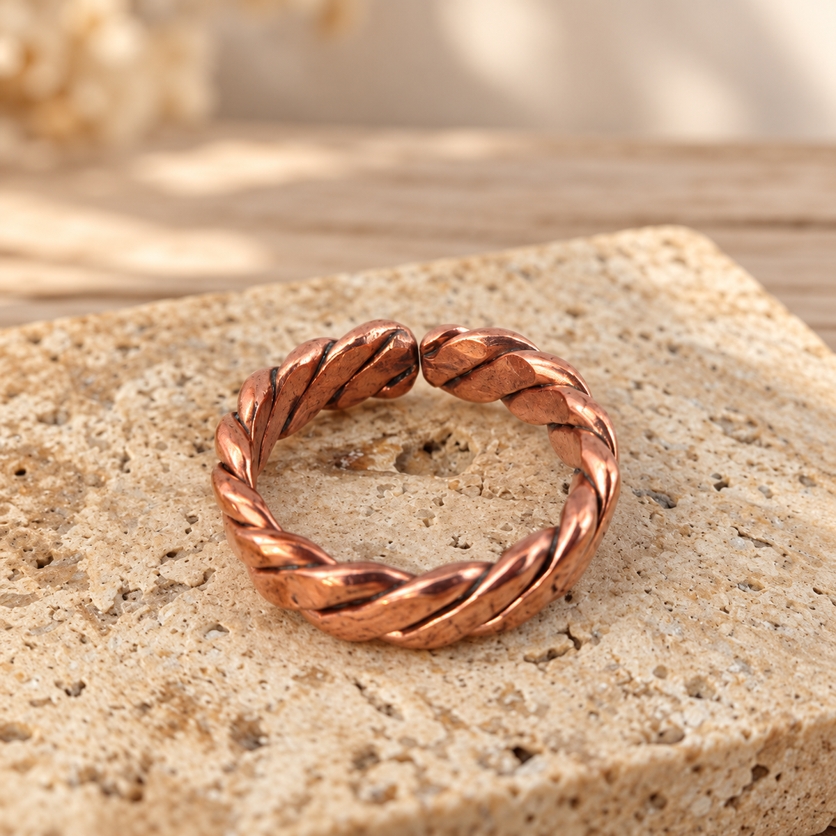 100% Solid Copper Braided Ring