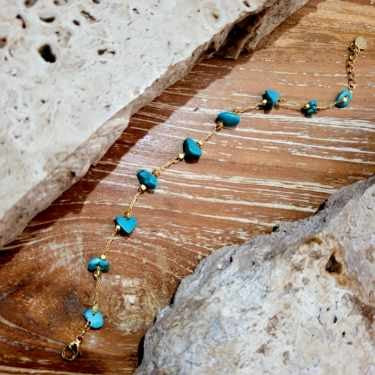 Bracelet Gold Plated with Stone - Turquoise