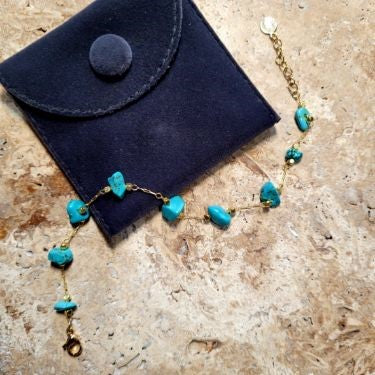 Bracelet Gold Plated with Stone - Turquoise