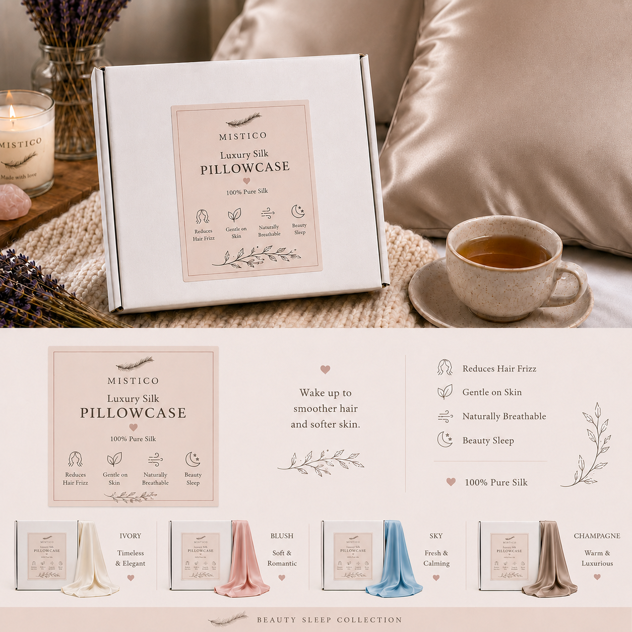Luxury Silk Pillowcase - Champagne