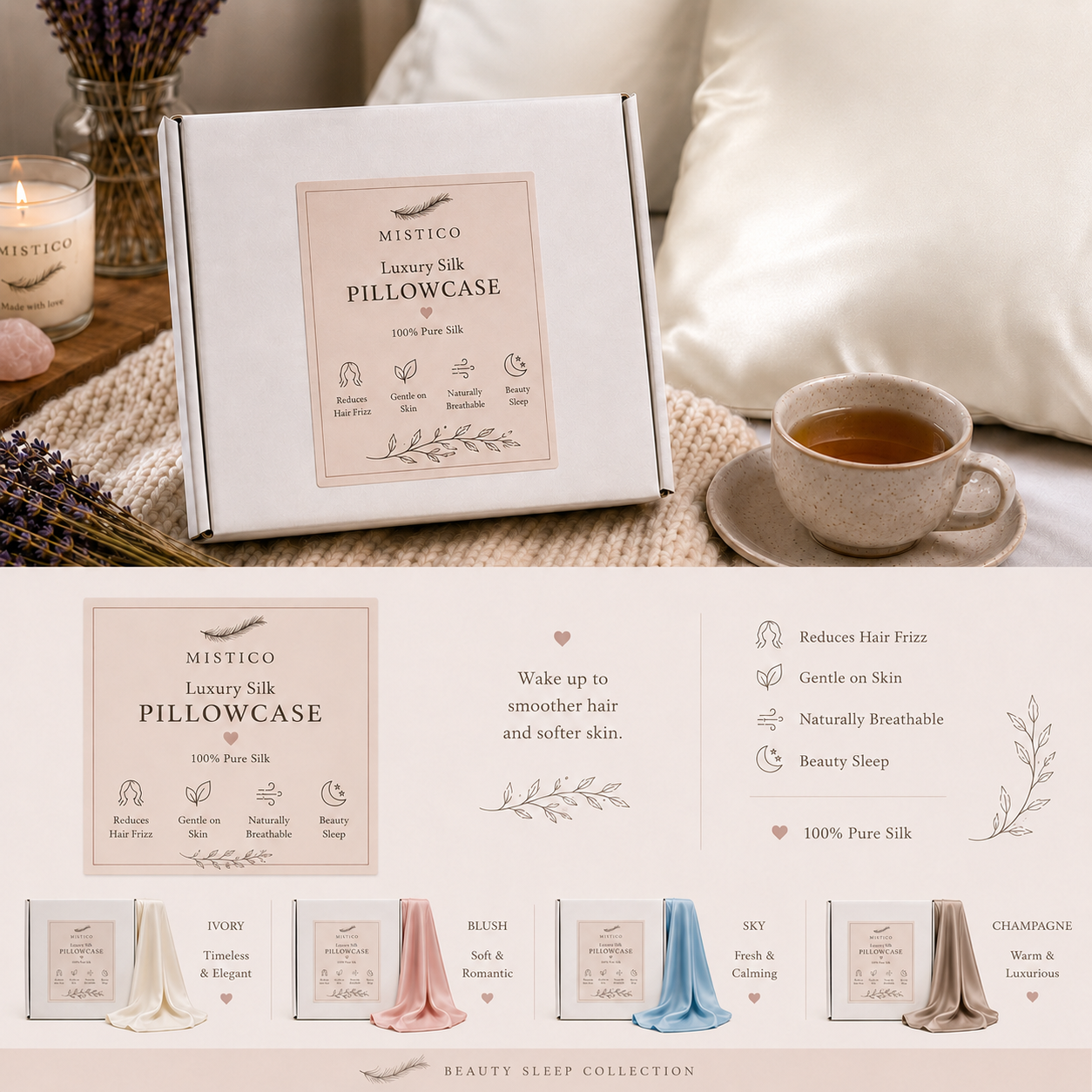 Luxury Silk Pillowcase - Ivory
