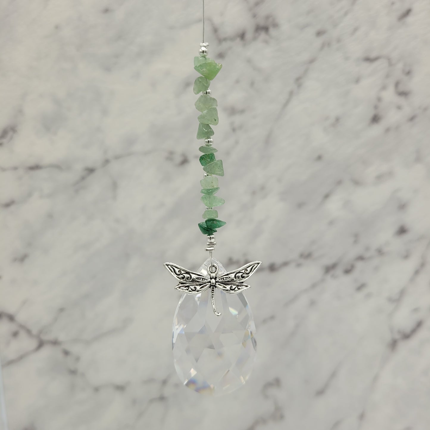 Dragonfly Teardrop Crystal Charm Suncatcher