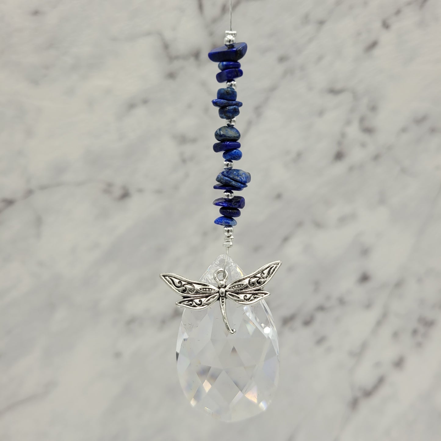 Dragonfly Teardrop Crystal Charm Suncatcher