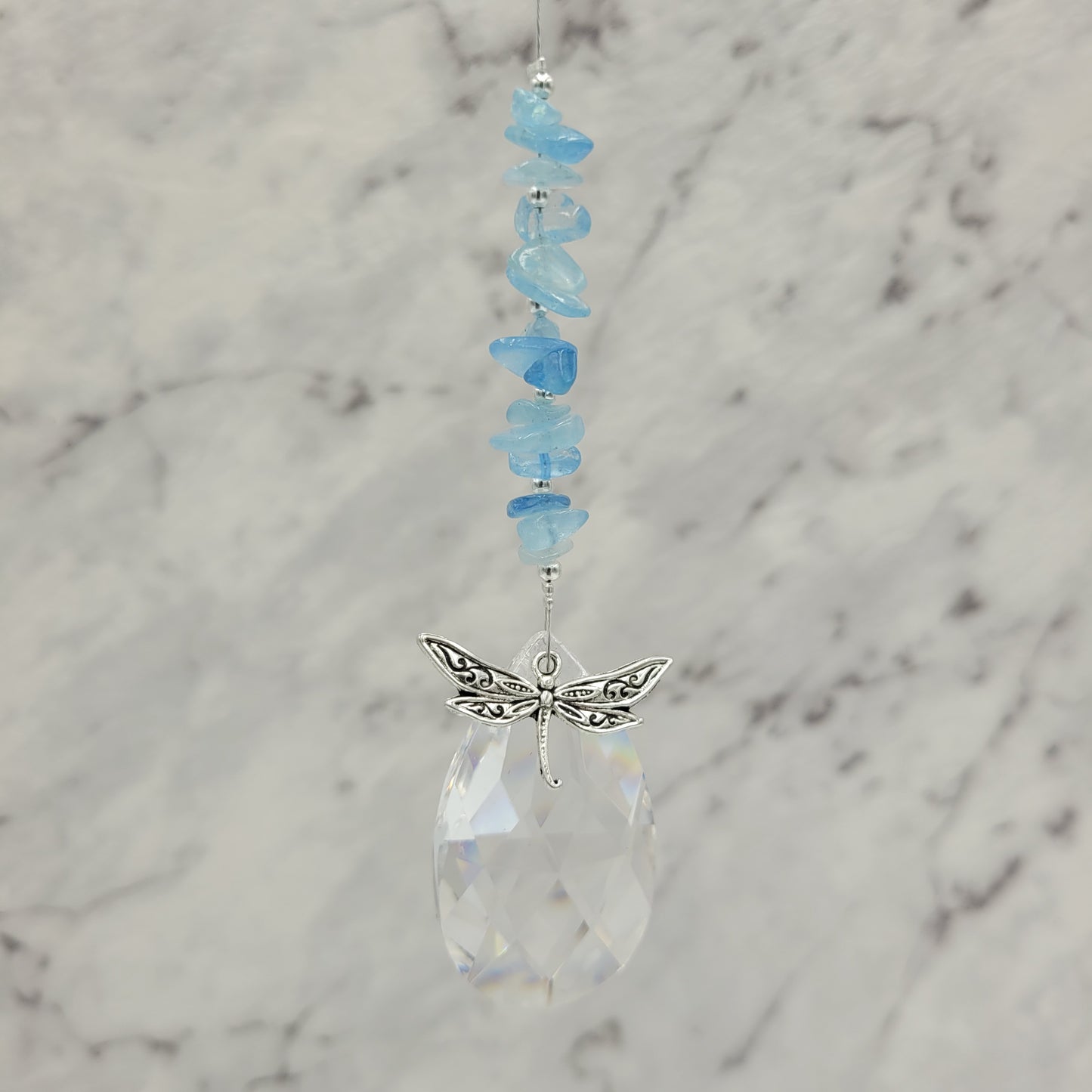 Dragonfly Teardrop Crystal Charm Suncatcher