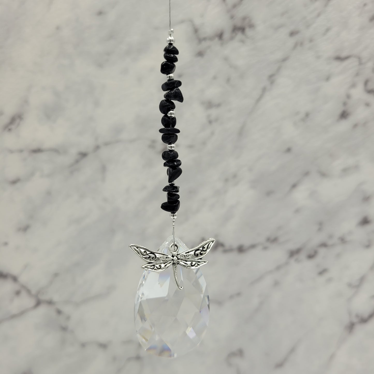 Dragonfly Teardrop Crystal Charm Suncatcher