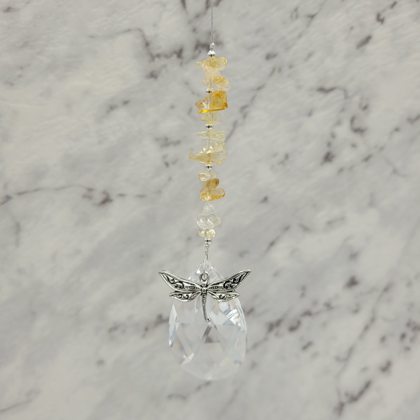 Dragonfly Teardrop Crystal Charm Suncatcher