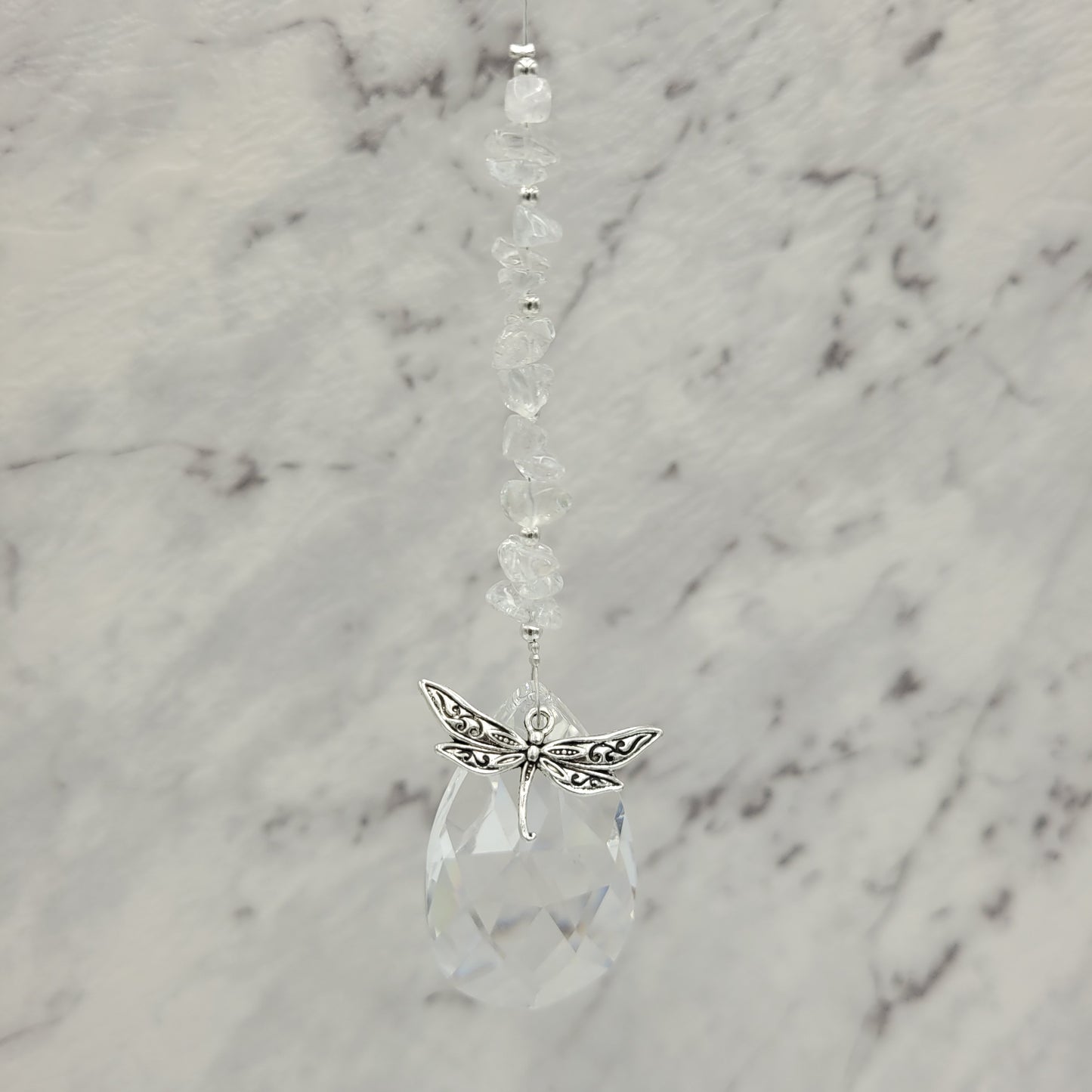 Dragonfly Teardrop Crystal Charm Suncatcher