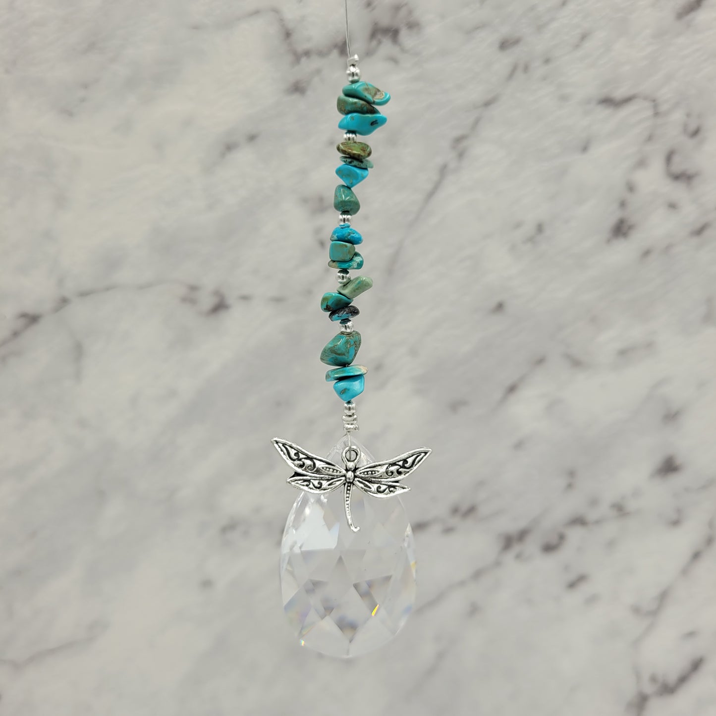 Dragonfly Teardrop Crystal Charm Suncatcher