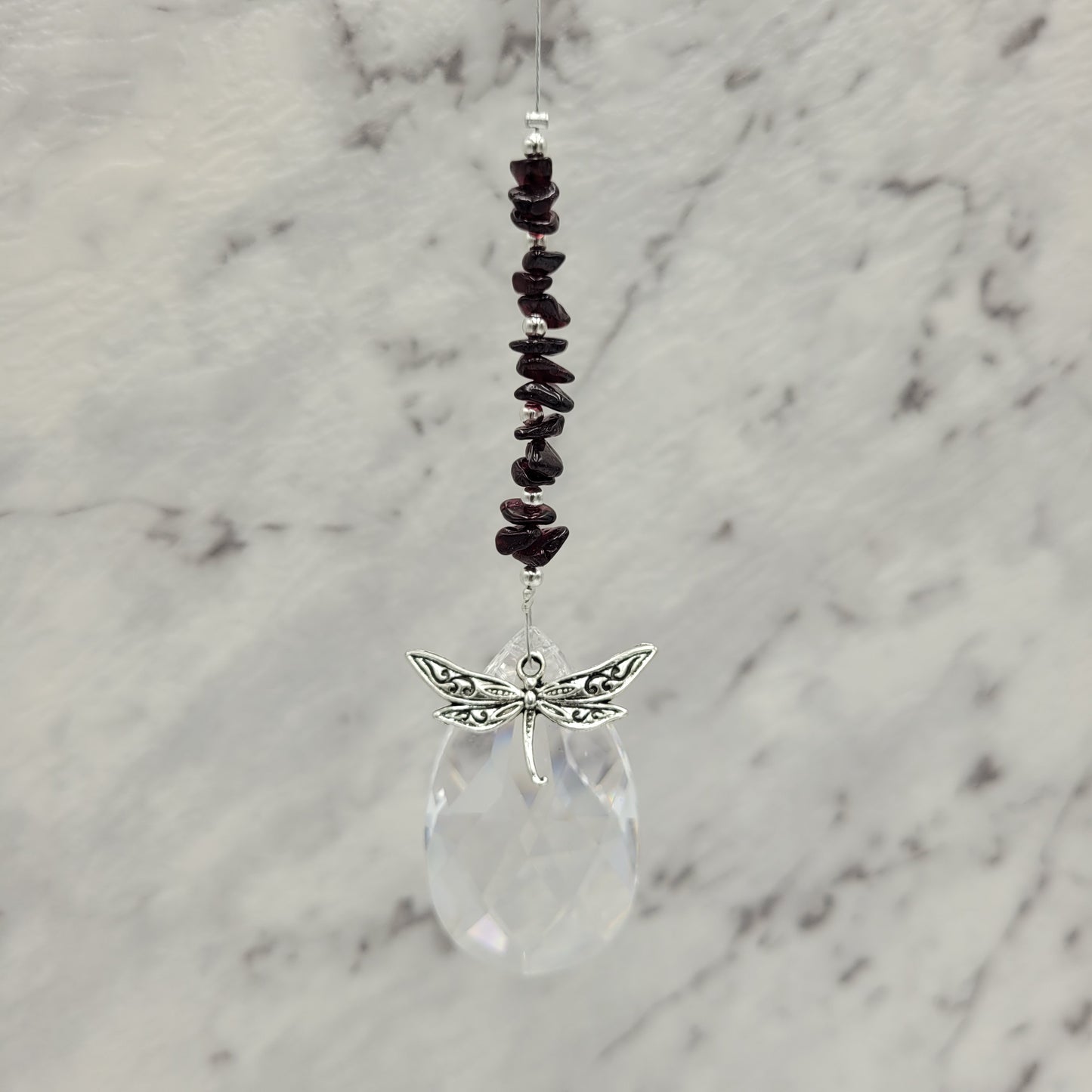 Dragonfly Teardrop Crystal Charm Suncatcher