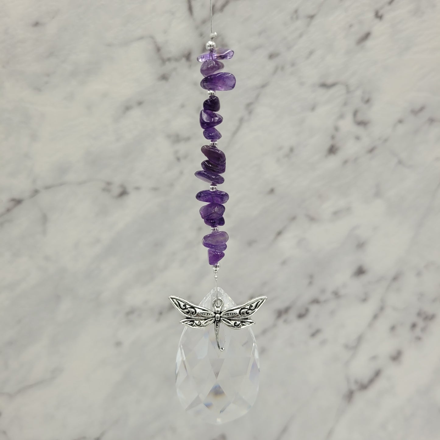 Dragonfly Teardrop Crystal Charm Suncatcher